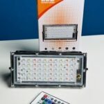 RGB LED ফ্লাড লাইট- রিমোট কন্ট্রোলড IP66 ওয়াটারপ্রুফ ল্যান্ডস্কেপ এবং আউটডোর লাইটিং (50W, AC220V) - কালো রঙ